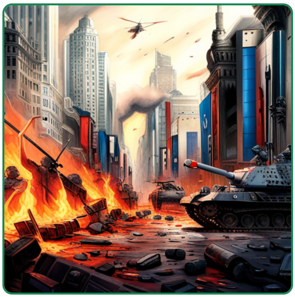 The rain fell steadily, adding to the misery of the combatants. The cold drops mingled with the sweat and blood of soldiers on both sides. The streets were now rivers of mud, and the city's infrastructure lay in ruins.