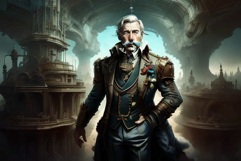 Sir Reginald Worthington III, a British industrialist with an insatiable appetite for adventure and a penchant for pushing the boundaries of possibility. His tailored suit and extravagant mustache were as much a part of his persona as his boundless curiosity.